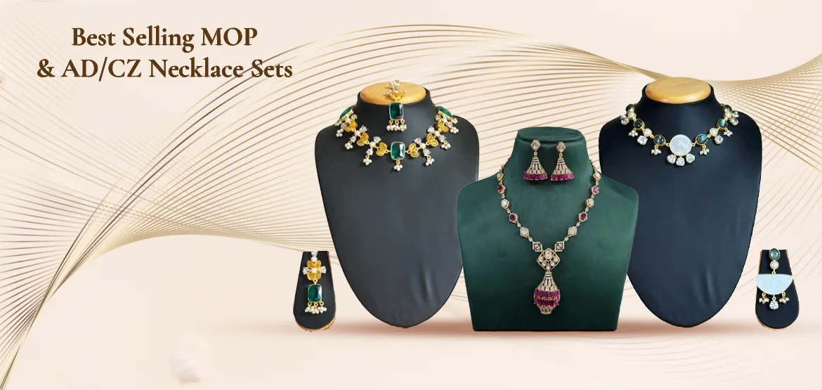 Best Selling Mother of Pearl and AD/CZ Necklace Sets from Yashti Jewelers