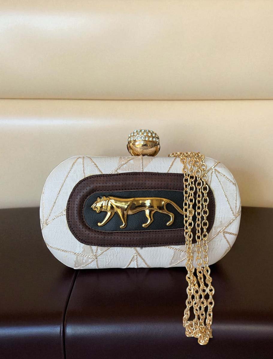 Sabyasachi Inspired Royal Bengal Tiger Motif Embellished Clutches