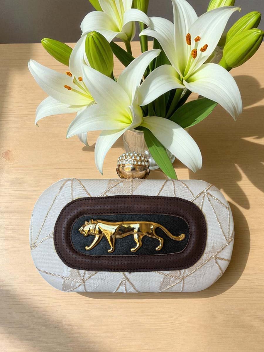 Sabyasachi Inspired Royal Bengal Tiger Motif Embellished Clutches