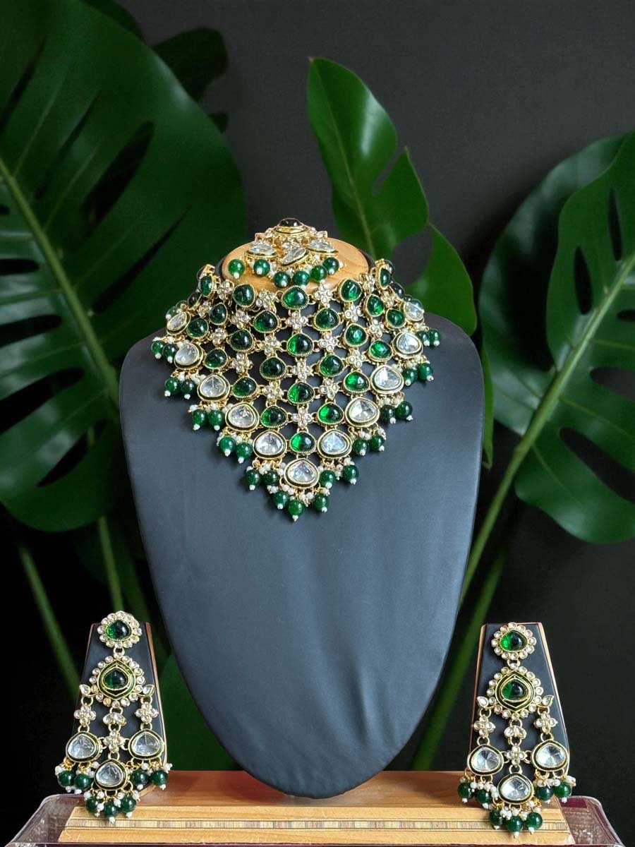 Sabyasachi Inspired Emerald Choker Set
