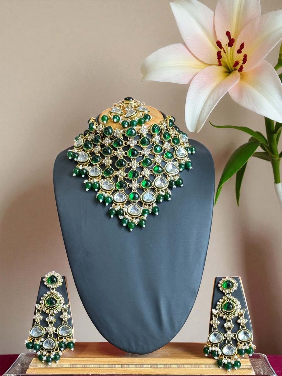 Sabyasachi Inspired Emerald Choker Set