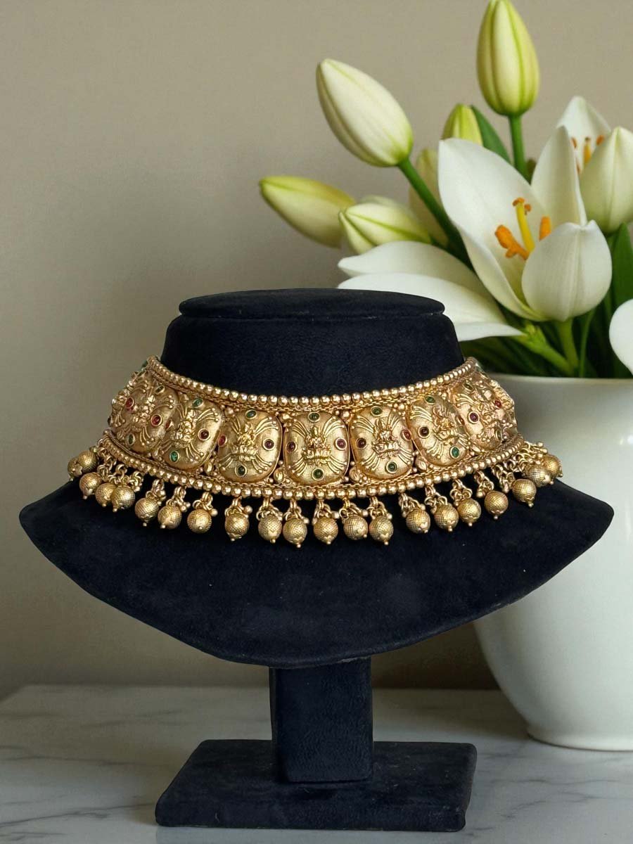 22k Gold Plated Temple Choker Set