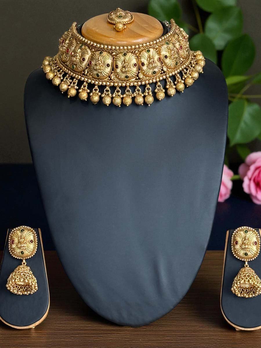 22k Gold Plated Temple Choker Set