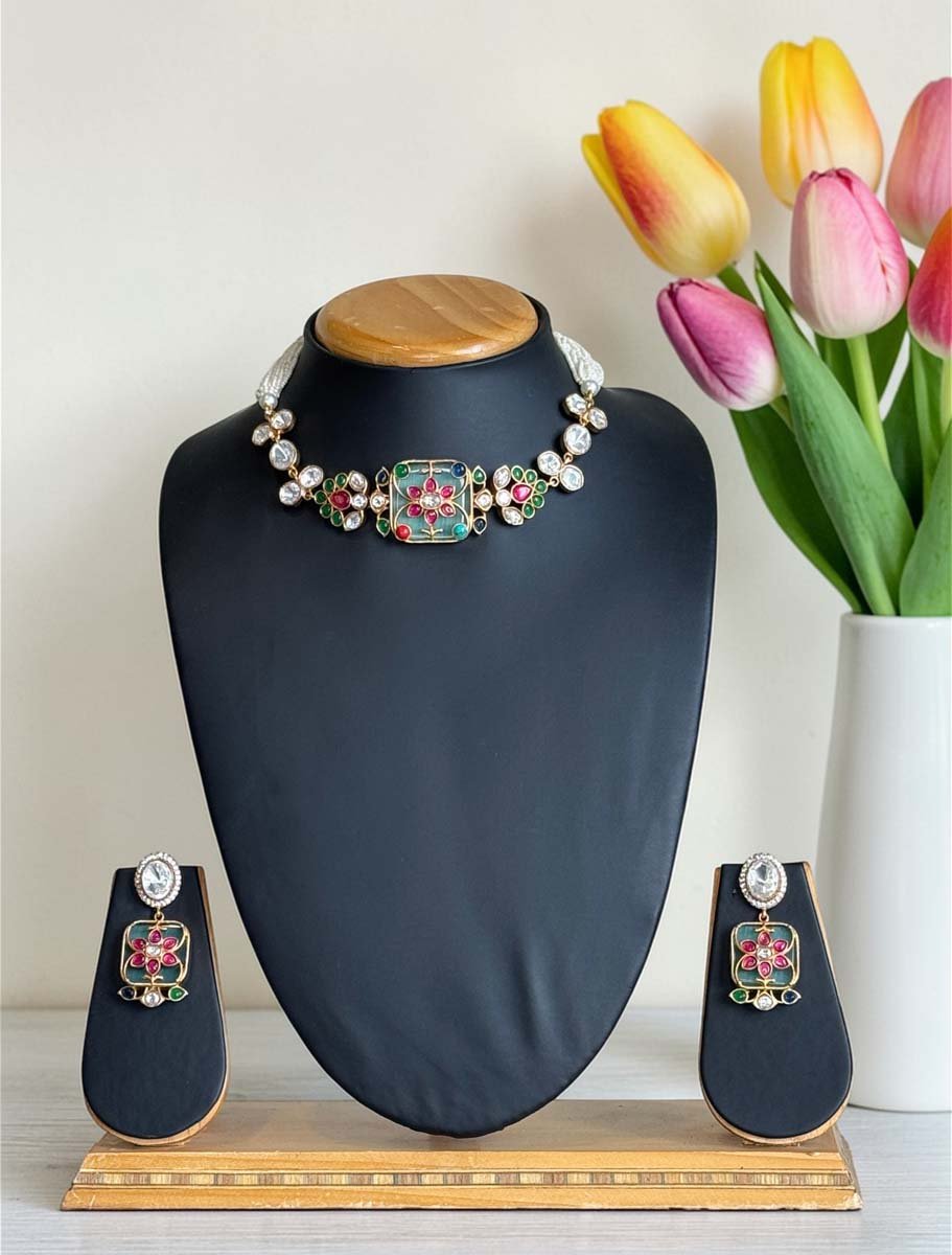 Amrapali Inspired Moissanite Kundan Choker Set