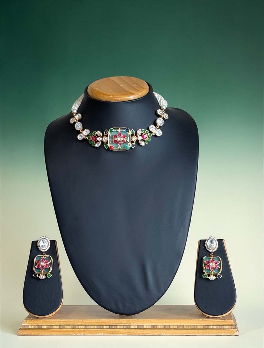 Amrapali Inspired Moissanite Kundan Choker Set