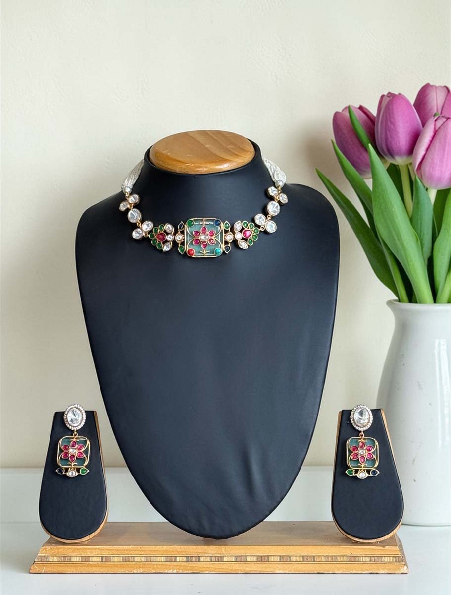 Amrapali Inspired Moissanite Kundan Choker Set