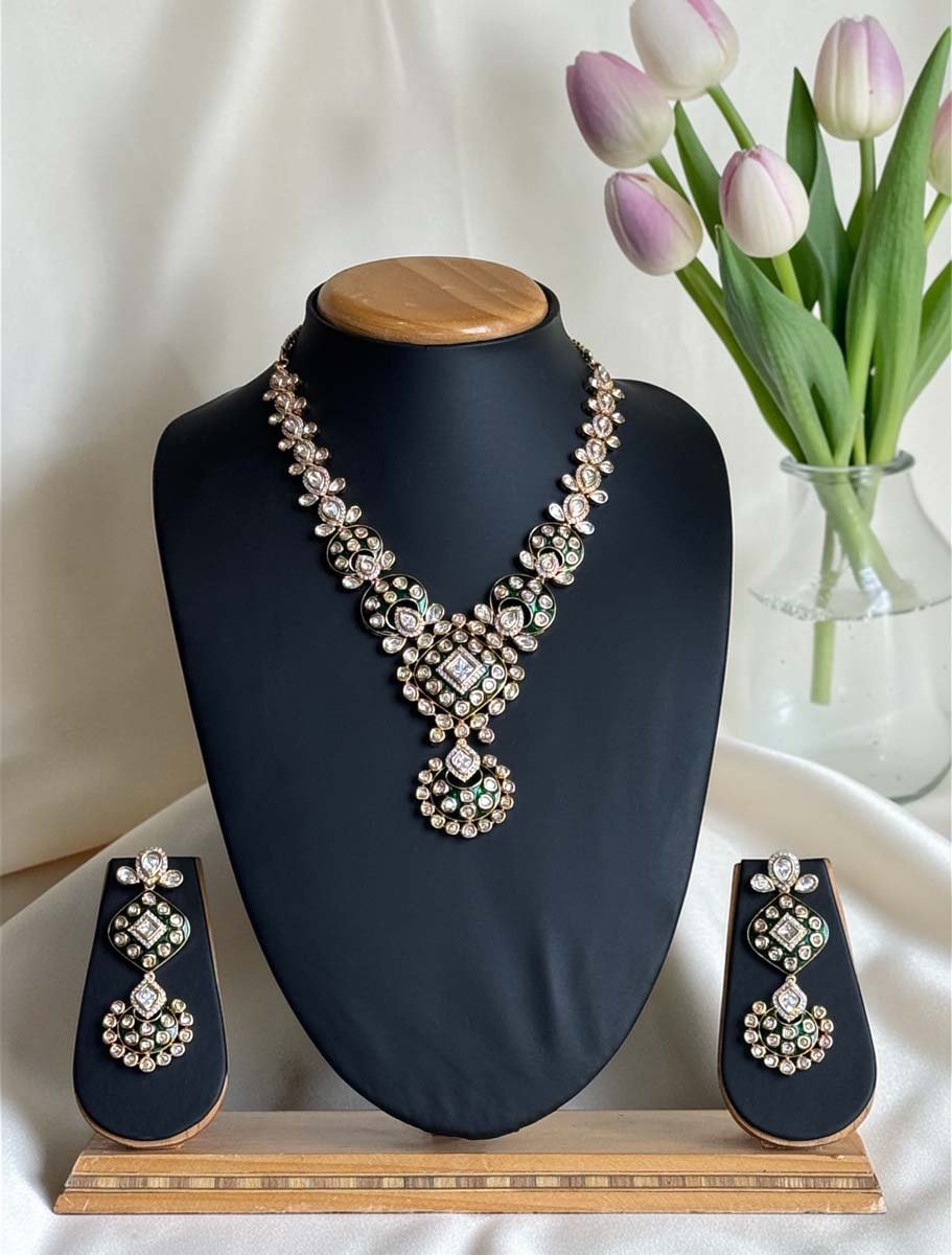 Premium Moissanite Emerald Necklace Set