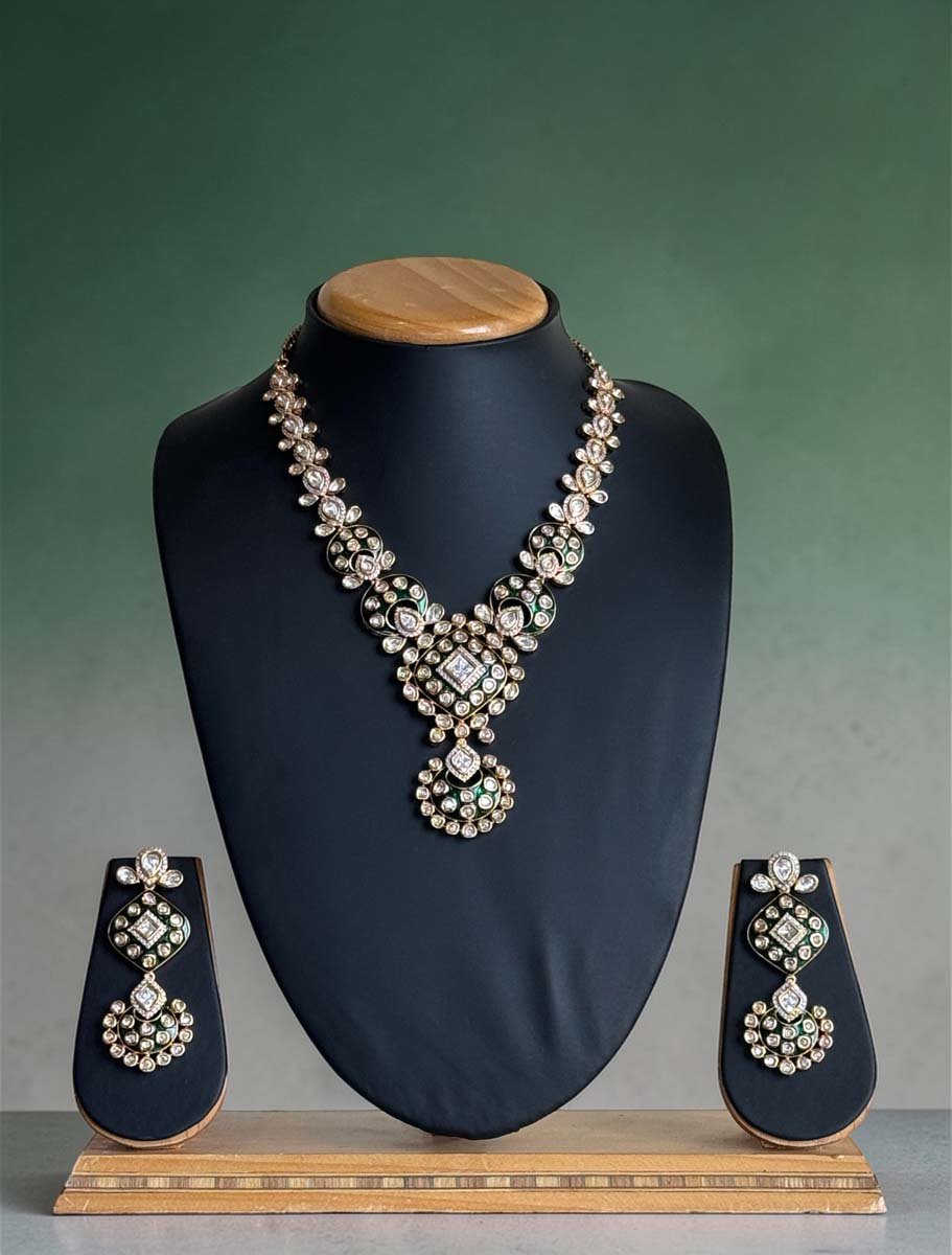 Premium Moissanite Emerald Necklace Set