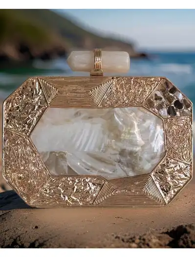 Octagon-shaped Designer MOP Clutch