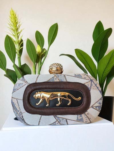 Sabyasachi Inspired Royal Bengal Tiger Motif Embellished Clutches