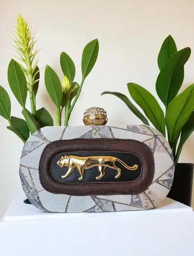 Sabyasachi Inspired Royal Bengal Tiger Motif Embellished Clutches