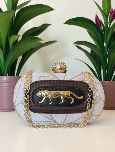 Sabyasachi Inspired Royal Bengal Tiger Motif Embellished Clutches