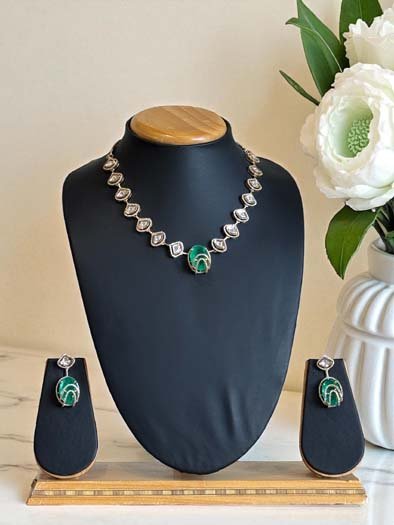 Celebrity Inspired Moissanite Kundan Necklace Set