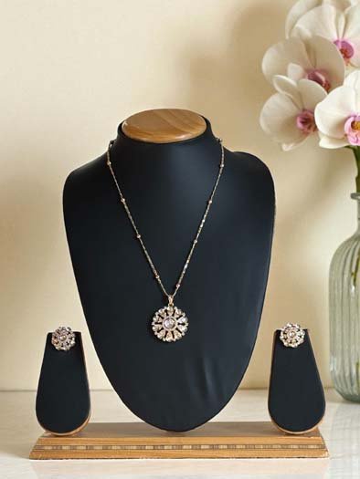 Designer Moissanite Pendant Set