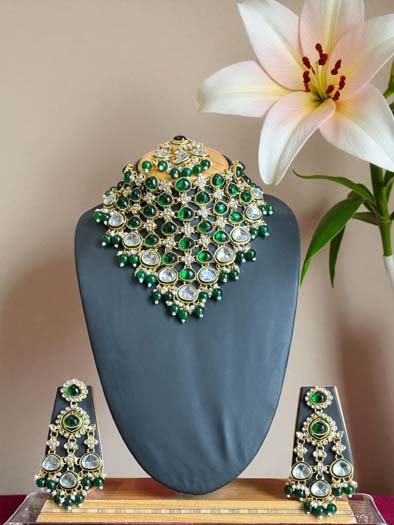 Sabyasachi Inspired Emerald Choker Set