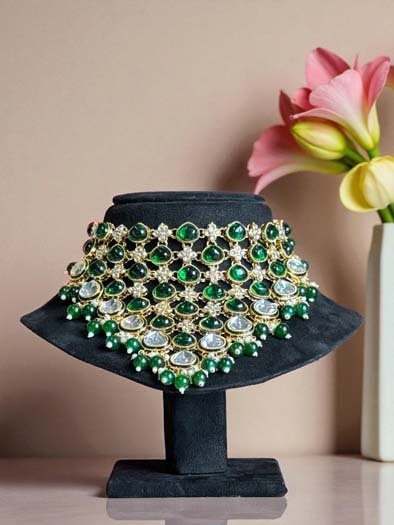 Sabyasachi Inspired Emerald Choker Set