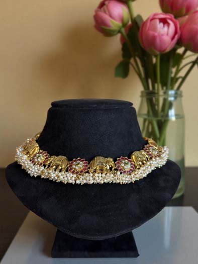 Elephant Motif Gold Necklace Set