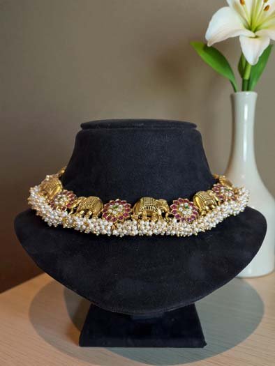 Elephant Motif Gold Necklace Set