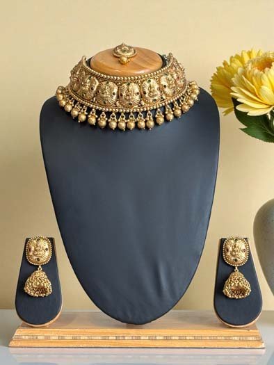 22k Gold Plated Temple Choker Set