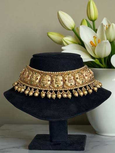 22k Gold Plated Temple Choker Set