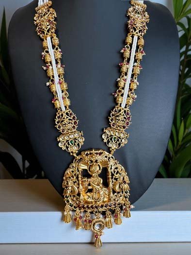 Shri Krishna Pendant Antique Rajwadi Long Necklace Set