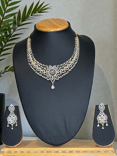 Famous Designer Two Tone CZ Necklace Set