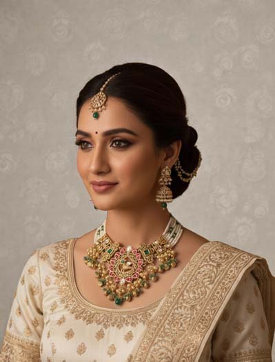 Bollywood Inspired Pachi Kundan Choker Set
