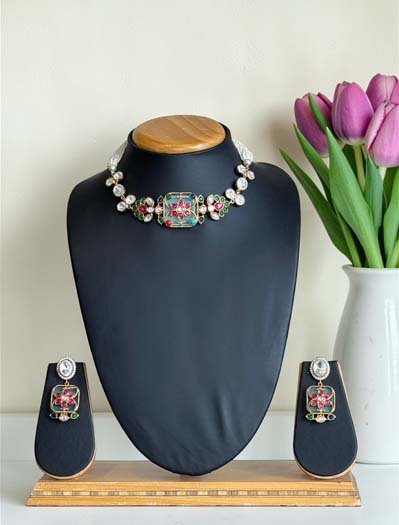 Amrapali Inspired Moissanite Kundan Choker Set