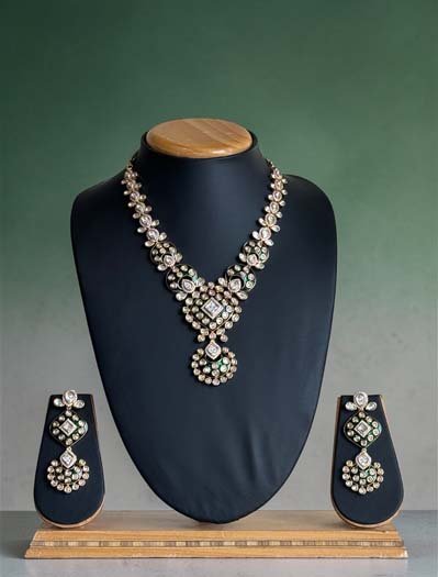Premium Moissanite Emerald Necklace Set
