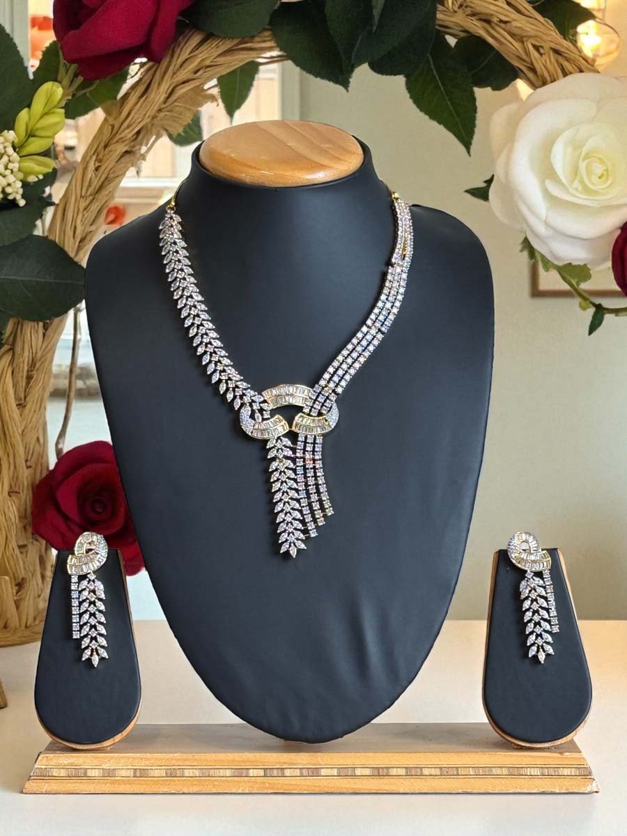 Famous Designer Trendy CZ Diamond Necklace Set