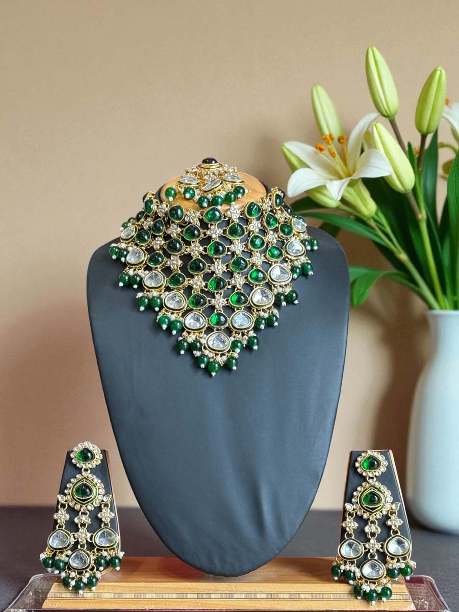 Sabyasachi Inspired Emerald Choker Set