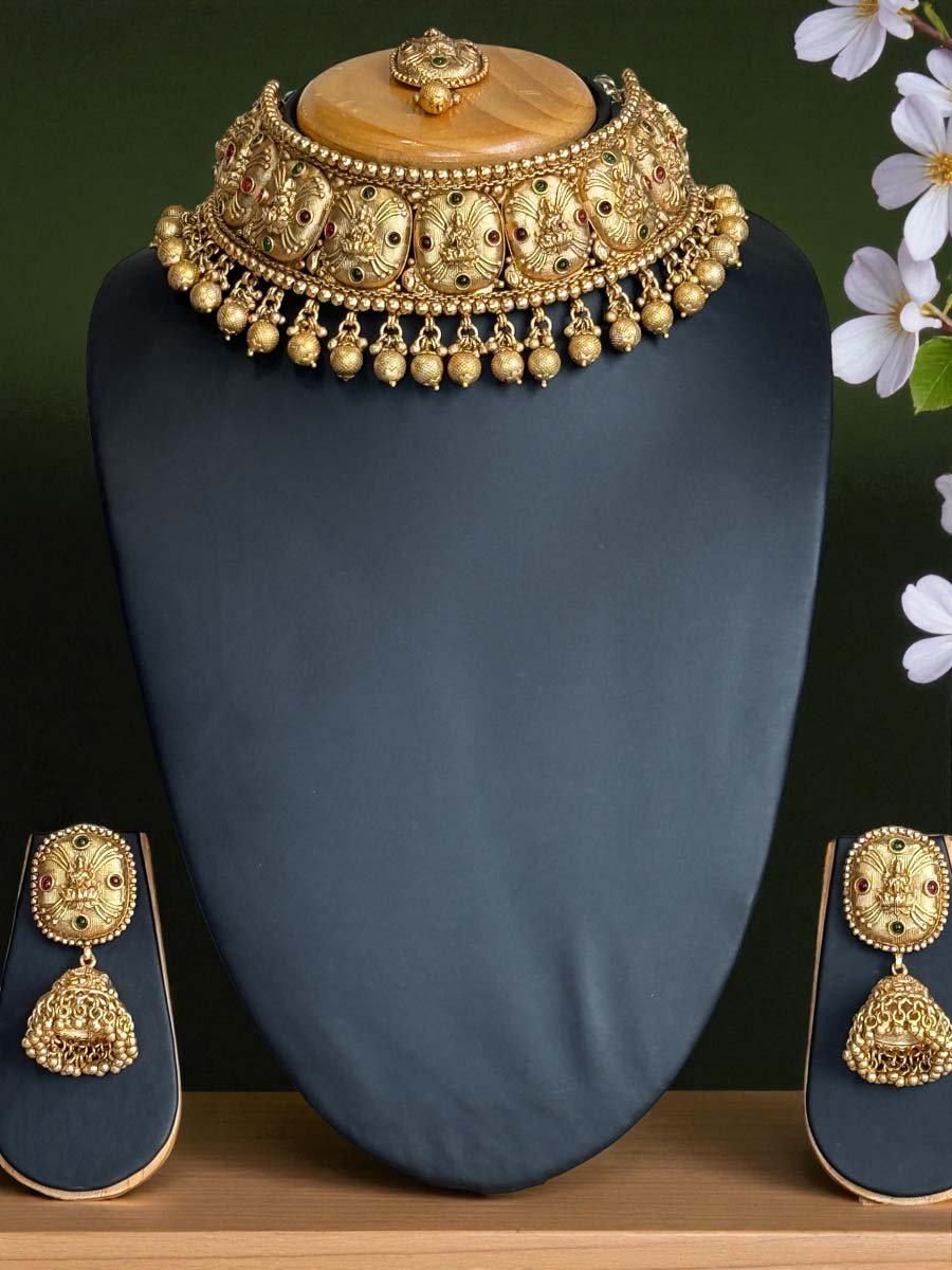 22k Gold Plated Temple Choker Set
