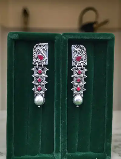Indian Tribal Bohemian Style Silver Stud Earrings