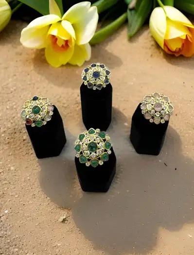 Tyaani Inspired Kundan/Monalisa Stones adjustable Ring