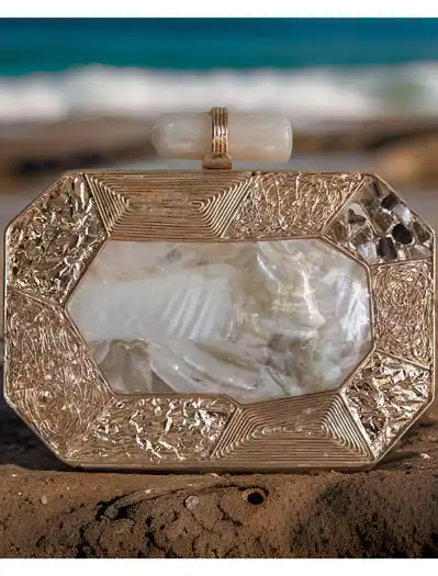 Octagon-shaped Designer MOP Clutch