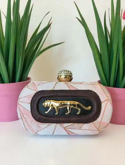 Sabyasachi Inspired Royal Bengal Tiger Motif Embellished Clutches