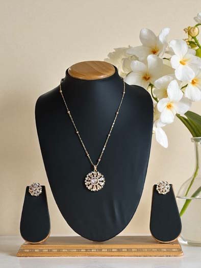 Designer Moissanite Pendant Set