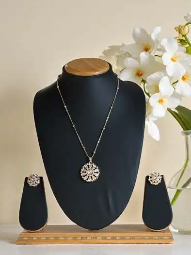 Designer Moissanite Pendant Set