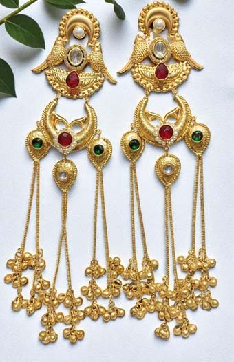 Traditional Kashmiri-style Long Earrings