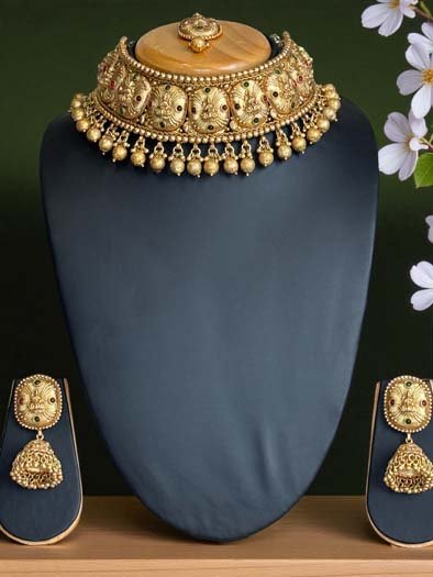 22k Gold Plated Temple Choker Set