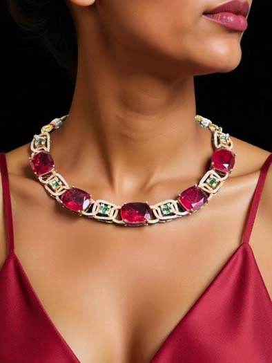 Bollywood Inspired Monalisa CZ Necklace Set