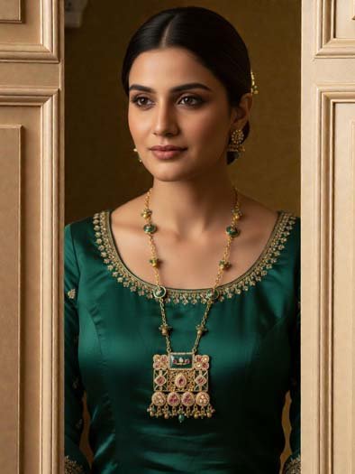 Heritage Rajwadi Antique Gold Pendant Set