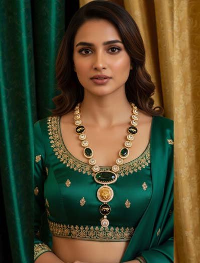 Sabyasachi Inspired Emerald Necklace set